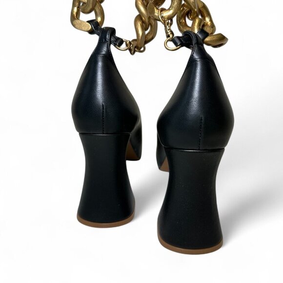 STELLA MCCARTNEY Groove Gold Chain Ankle Strap Pumps, Black, EU 38.5 NWT - Picture 8 of 16